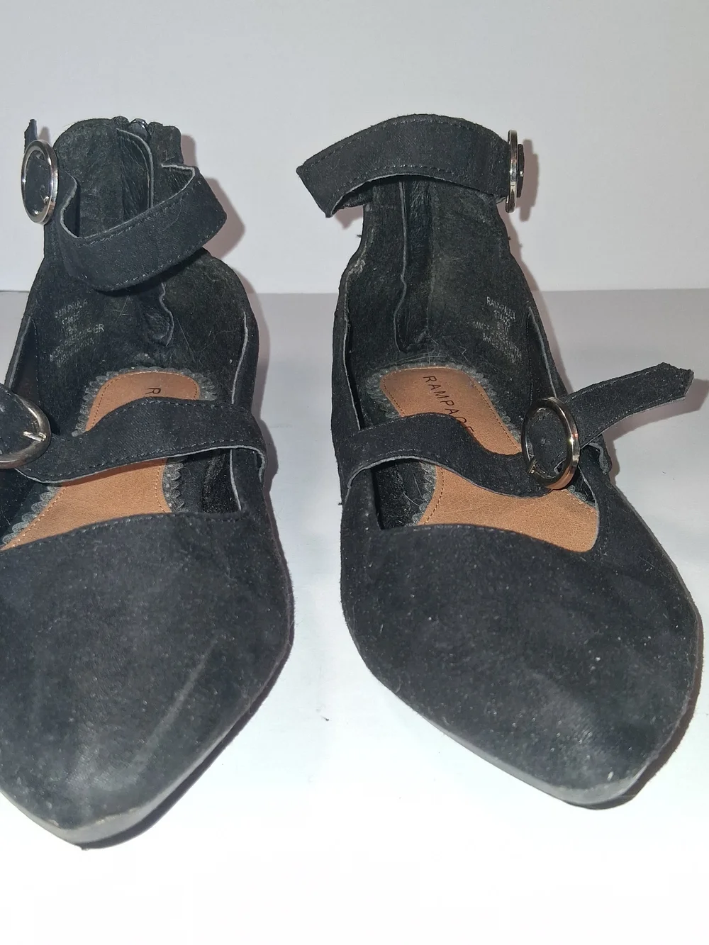 Rampage Women's Black Pointed Mary Jane Flats
